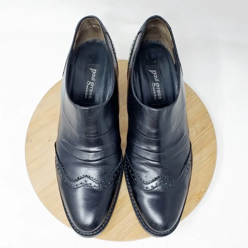 Paul Green Shoes Womens 6 Shootie Western Wingtip Black Leather‎ Low Pump Shoes